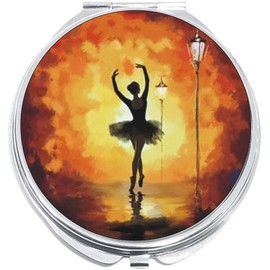 NewCharms Ballerina Silhouette Compact with Mirrors - Perfect Pocket and Purse Size Folding Mirror for Applying Make Up Anywhere