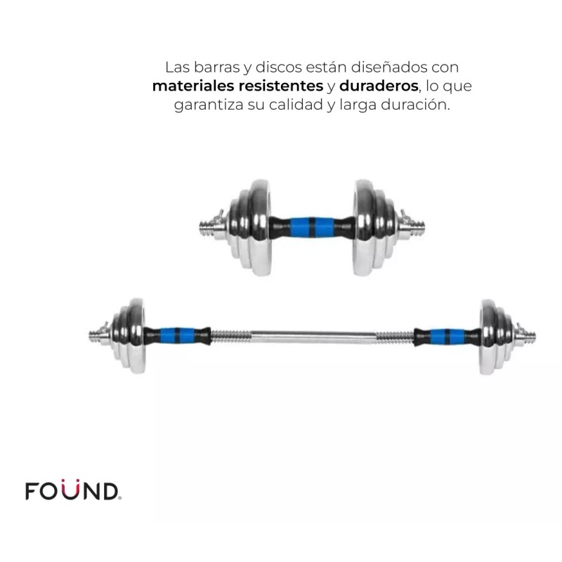 Foünd Sports Kit De Mancuernas Pesas Con Barra Discos Ejercicio