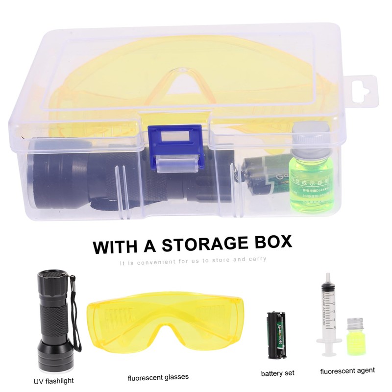 CHILDWEET 1set Car Air Conditioner Leak Detector Kit Uv Flashlight