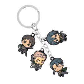 Attack on Titan Keychain – Durable Metal AOT Anime Merch with Eren, Mikasa, Jean & Levi – Vibrant Charms for Bags, Keys, Everyday Carry – Gift-Boxed AOT Anime Gifts | Early AOT