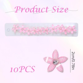 Pack of 10 Flower Hair Clips, Small Hair Clips, Girls' Hair Accessories with Rhinestones, Small Accessories Hair Clip, Flower Hair Accessories, Orchid Hair Clip Set, for Girls and Women (Pink)