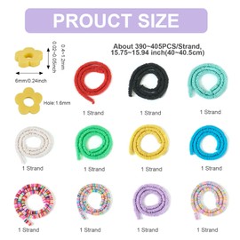 4290Pcs Clay Beads Bracelet Making Kit Flower Clay Beads 6mm Flat Preppy Beads Vinyl Disc Heishi Bead for for Hawaiian Summer Surfer Choker Earring Necklace Jewelry Making 11 Color