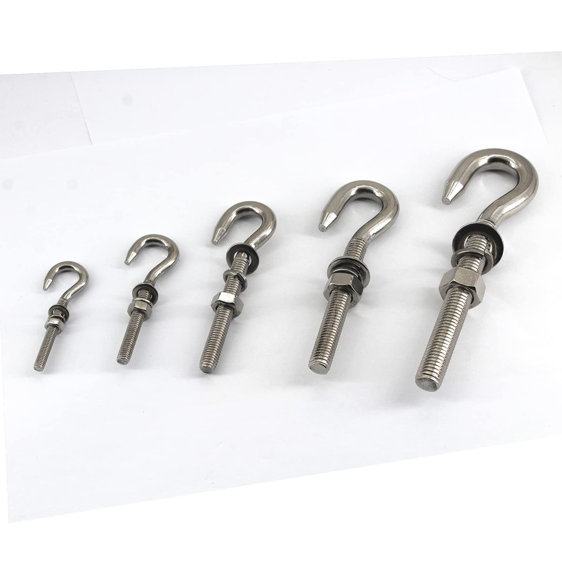 4Pcs M10 Stainless Steel Eye Bolt with Nut and Washers