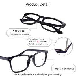 YEIN Progressive Multifocus Reading Glasses, Spring Hinge Blue Light Blocking Glasses for Women Men, No Line Multifocal Readers with Clear Lenses (+0.00/+1.75 magnification)