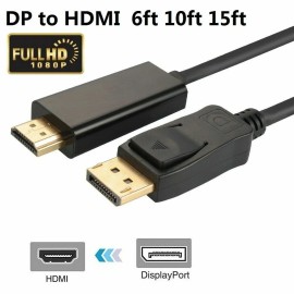 Unbranded/Generic DisplayPort DP to HDMI 3FT 6FT 10FT 15FT PC Laptop HDTV Audio Video Cable 1080P - 3FT