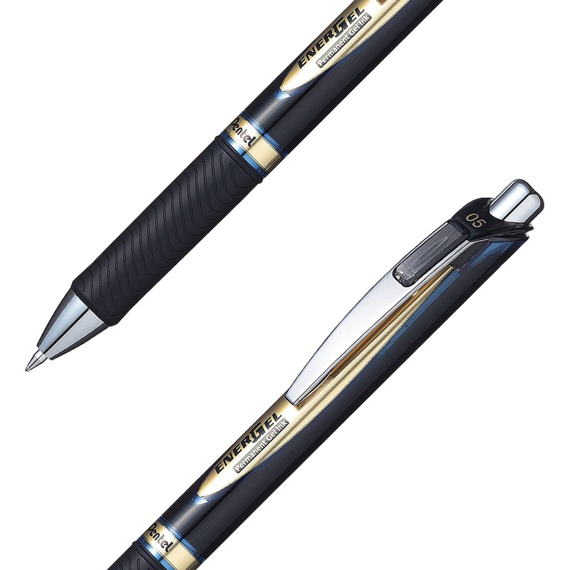 EnerGel Permanent Retractable Rollerball, 0.5mm, Blue ink, 1 Pack of