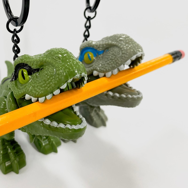 dinofactory Trex dinosaur Key Chain 2 inch Carabiner Clip, Green,
