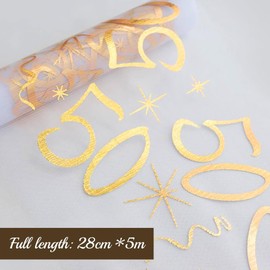 Bieiyhe Birthday Table Runner, 28 cm x 5 m, Happy Birthday Tablecloth, Happy 50th Birthday, Banner 50th Birthday, Gold, 50th Birthday Decoration, Tablecloth Birthday Decoration for Children, Boys,