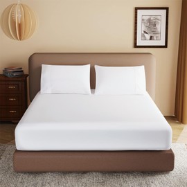 Rohi 40cm Deep Microfibre Super King Fitted Sheet– Comfy Soft & Breathable Deep Fitted Sheet with Elasticated Corners – Hypoallergenic & Durable Bed Sheet (White, 180 x 200cm)