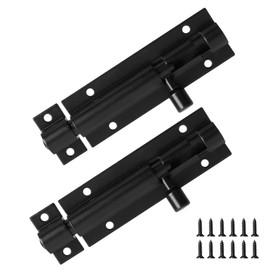 Door Lock Bolts Security Slide Latch Lock Barrel Bolt Strong Stainless Steel Matte for Bathroom, Bedroom, Gates, Shed, Garden - Door Latch Slide Bolts Lock with Screws(2pcs,Black)