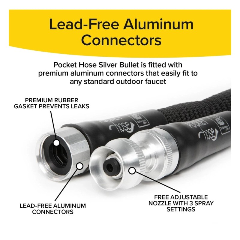 Pocket Hose Silver Bullet 100' Lightweight No Kink Garden Hose