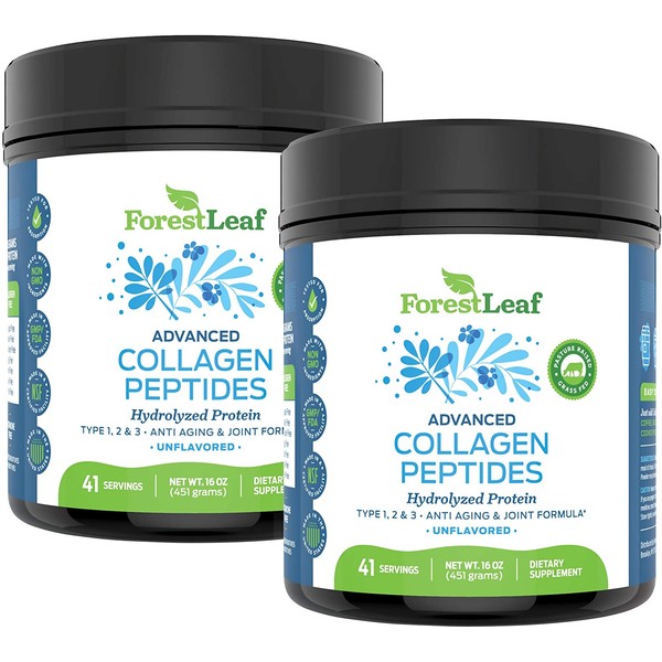 Advanced Hydrolyzed Collagen Peptides – Unflavored Protein Powder - Mixes Into Drinks and Food - Pasture Raised, Grass Fed - for Paleo and Keto; Joints and Bones - 41 Servings - by ForestLeaf