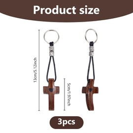 DICOSMETIC 3Pcs Wood Cross Keychains Cross My Heart Wooden Crosses Fidgets Keychain Pocket Crosses Handheld Key Chain Prayer Encouragement Gift for Praying Clinging Easter Women Men