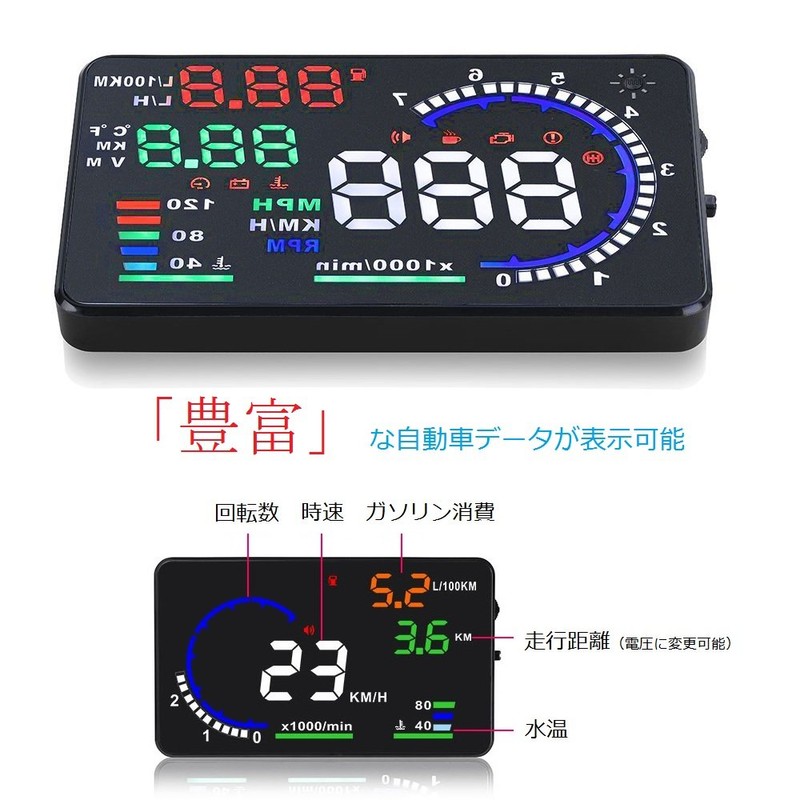 NikoMaku HUD Head-up Display A8 OBD2 Compatible, Large Screen, Colorful,