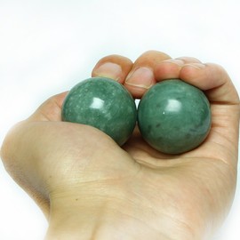 BRABUD 1.4" Marble Green Baoding Balls Chinese Health Exercise Massage Balls Stress Relieve Hand Exercise BS023