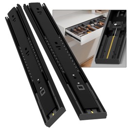 BAIDICE 1 Pair Soft Close Drawer Slides Rails 12 14 16 18 20 22 24 Inch 100 lb Load Capacity Side Mount Full Extension Cabinet Runner Self Slow Closing Ball Bearing Metal Dresser Glide（Black,12inch）