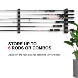 Fishing Rod Holders, Horizontal Pole Holders Rod Rack Wall Mount Fishing Pole Rack for Garage Room, Boats,Ceiling, RV- 6 Poles,2 Pair with Screws