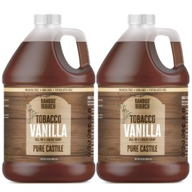 BAMBOO AND BIRCH Pure Castile Soap Liquid, Certified Palm Oil Free Natural Soap, Tobacco Vanilla, 1 Gallon