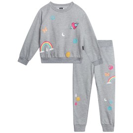 Volcom Toddler Girls' Sweatsuit Set - 2 Piece French Terry Pullover Crewneck Sweatshirt and Jogger Pants for Girls (2T-6X), Size 6, Grey Heather