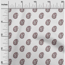 oneOone Velvet White Fabric Asian Floral Block Quilting Supplies Print Sewing Fabric by The Yard 58 Inch Wide