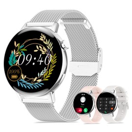Iaret Women's Round Smartwatch with Phone Function, 1.32 Inch HD Touchscreen Fitness Watch with Touch Screen, Sleep Monitor, Heart Rate Monitor, Pedometer, 20+ Sports Modes, Waterproof Sports Watch