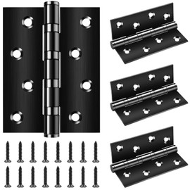 Pack of 4 Hinges Heavy Duty 100 x 76 x 13 mm, Bolatus Hinges Foldable Black with 8 Holes, Door Ball Bearing Hinges Stainless Steel with Screws, Hinges for Solid Doors, Garden Gate, Indoor, Outdoor