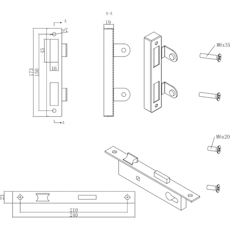 Rewwer-Tec Lock and Handle Set for Single and Double Door