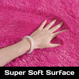 Awaytail Fluffy Area Rug for Living Room 8x10 Feet, Hot Pink Shaggy Rugs for Bedroom 8x10 Area Rugs Non Slip Clearance