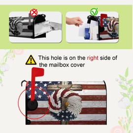 Dacawin American Eagle Patriotic Mailbox Covers Magnetic Standard Size USA Flags Cross Mailbox Wraps 4th of July Mailbox Post Cover Independence Day Mailbox Decor Waterproof for Garden Yard 21x18 Inch