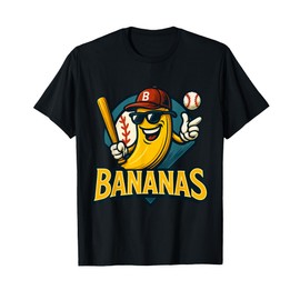 Funny Bananas Baseball Team Mascot Cartoon Fruit Sports Fan T-Shirt