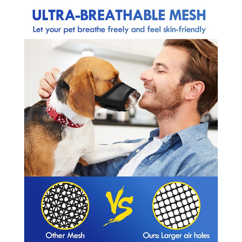 Dog Muzzle, Soft Air Mesh Muzzle for Small Medium Large