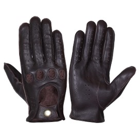 WASPRO Genuine Leather Gloves, Pure Leather Fashion Gloves, Lambskin Leather Gloves, Leather Motorcycle Gloves, Knuckle Fit Gloves (Dark Brown, Large)
