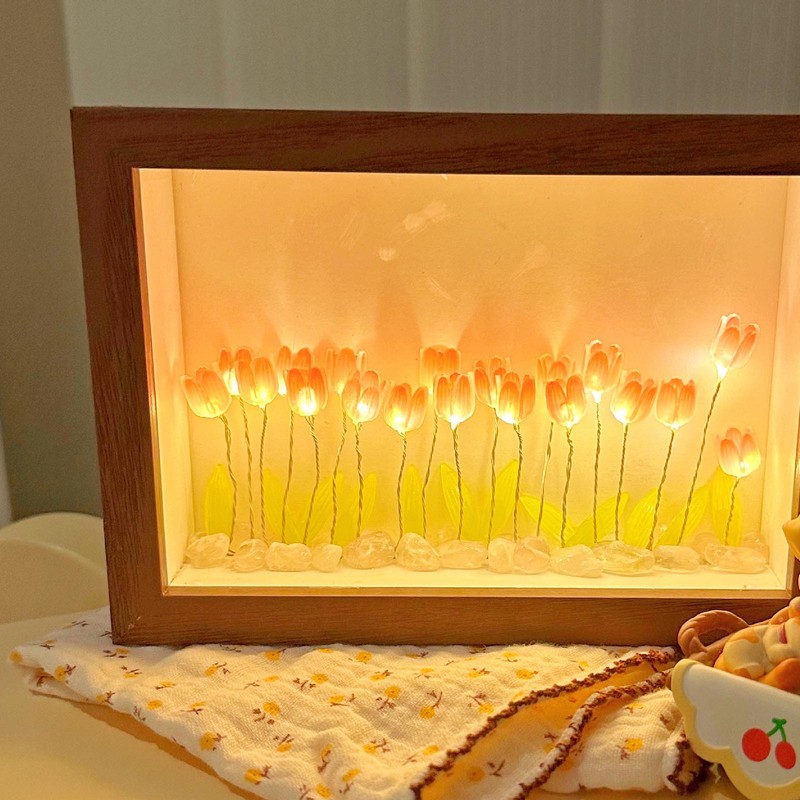 Tulip Light Photo Frame Flower Night Lamp Floral Picture Frame