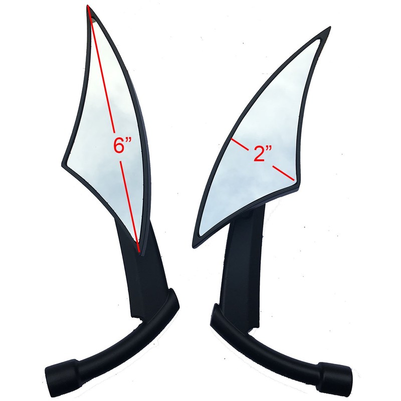 MotorToGo One Pair Black CNC Spear Sickle Mirrors Compatible for