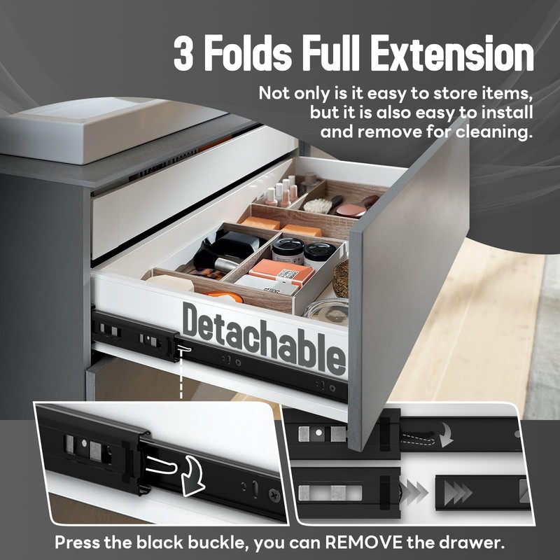 BAIDICE 5 Pair Soft Close Drawer Slides Rails 12 14