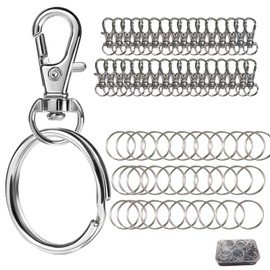 KAIRSORY Keychain, 68PCS Swivel Snap Hooks with Key Rings, Metal Lobster Claw Clasp,34PCS Keychains Clips Hooks and 34PCS Key Chain Rings,Keychain Rings for DIY Crafts,Jewelry Making (Silver)