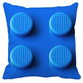 Decorbox Blue Building Brick Print 18x18 Inch Throw Pillow Cover, Game Lover Kid Toy Construction Block Pattern Decorative Cushion Case,Home Room Decor Boy Girl Playroom Themed Novelty Gift Pillowcase