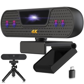 W8GS Webcam 4K Camera PC with Microphone, Noise Cancellation, Auto Focus, 85° Field of View, Data Protection, Plug & Play, Light Correction, for Mac OS/Windows/Linux/Chrome/Switch 2, Meeting and Streaming
