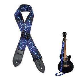 1 Piece Guitar Strap, Adjustable Guitar Strap, Guitar Strap with Leather Ends, Guitar Neck Strap for Electric Guitar, Acoustic Guitar, Bass