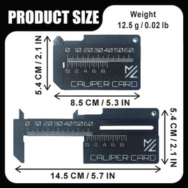 Hikiwin 2 Pcs Mini Vernier Caliper Keychain, Miniature Measuring Tool Double Scale Manual Micrometer, Millimeter Gauge Movable Precision Pocket Vernier Caliper Keyring, Black