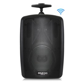 Pyle Wireless Portable PA Speaker System - 360W Bluetooth Compatible Battery Powered Rechargeable Outdoor DJ Sound Speaker Microphone Set with MP3 USB SD FM Radio RCA 1/4" Mic in Wheels PPHP8MBA.5