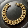 Fusamk Hip Hop Stainless Steel Bracelet Flat Link Bracelet Cuban