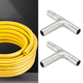 The Lord of the Tools 2pcs 10mm T-Piece Connector Replacement Part 304 Stainless Steel Hose Barb Connector 3 Way Tee T Shape Barb Fitting for Water Gas Oil