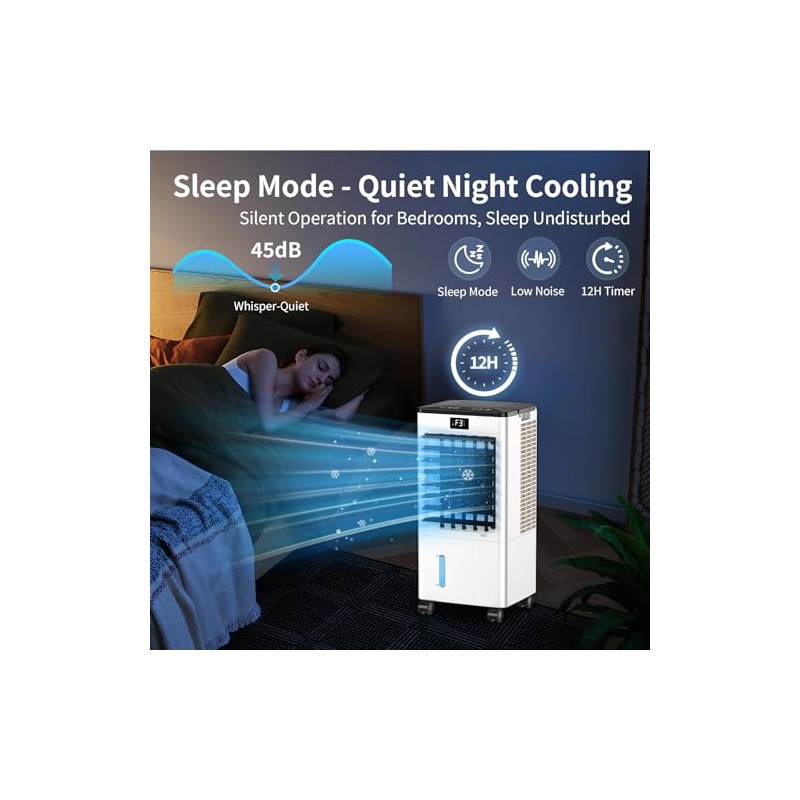 Mobile Air Conditioner, Air Cooler with 3 Modes (Normal/Natural/Sleep), 12H