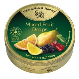 Cavendish & Harvey | Mixed Fruit Hard Candy Drops | 5.3 Ounce Tin - 12 Pack
