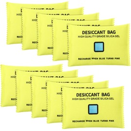 Threlaco 10 Packs 200g Rechargeable Silica Gel Desiccant Moisture Absorbing Bag for Storage Bin Indicating Silica Gel Desiccant Packet Reusable Dehumidifier Bag for Home Closet Car(6 x 3.5 Inches)