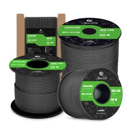Abma Cord Paracord 2mm 50m 100% Nylon Rope 1 Strand Type I Parachute Cord - Max. 45kg (100lbs) - Black