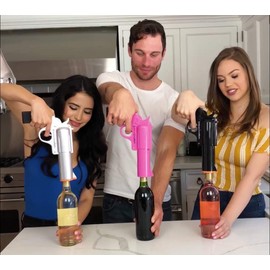 WineOvation Electric Gun Wine Opener (Silver) - Open your Wine Bottle fast and without hassle - Best Electronic Automatic Corkscrew for Gun Enthusiasts and Wine Lovers - Rechargeable Battery Operated