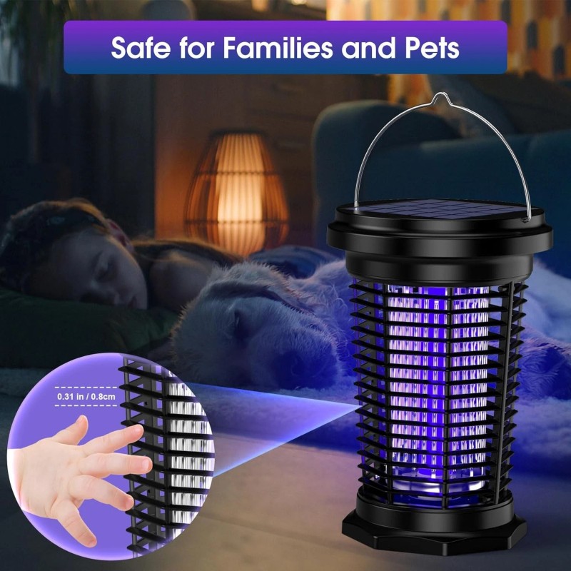 PALONE 5.5W 4500V Solar Bug Zapper,USB Rechargeable Electric Fly Traps,for