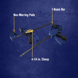 IRWIN QUICK-GRIP Clamps, 4 Piece Set with Bar Clamps, 4-1/4", Handi Clamps, 2" (IRHT83222)